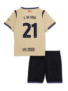 Billige Barcelona Frenkie de Jong #21 Bortedraktsett Barn 2025-26 Kortermet (+ Korte bukser)